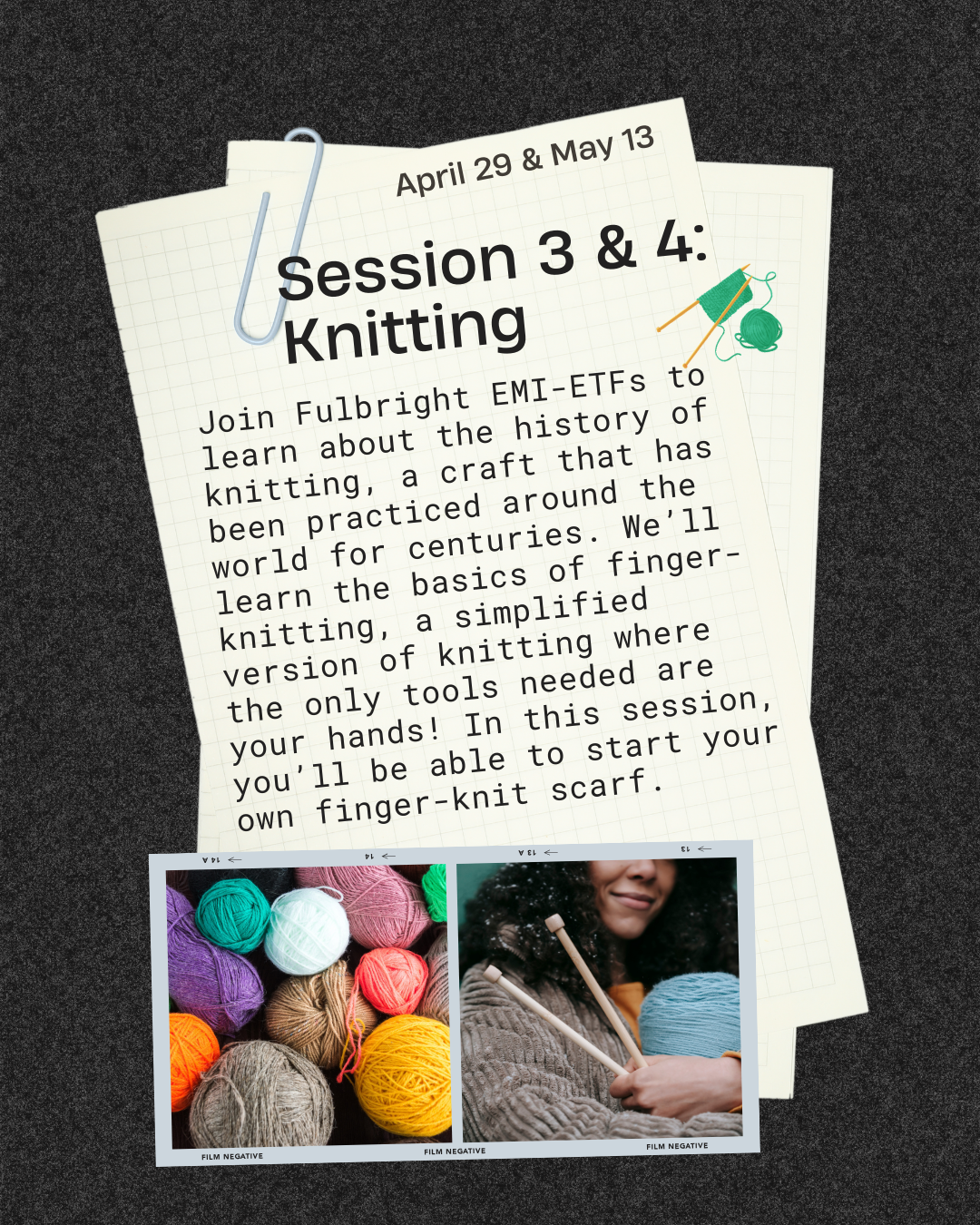 Craft & Chat 英語創意手作咖 場次 4 - 手指編織