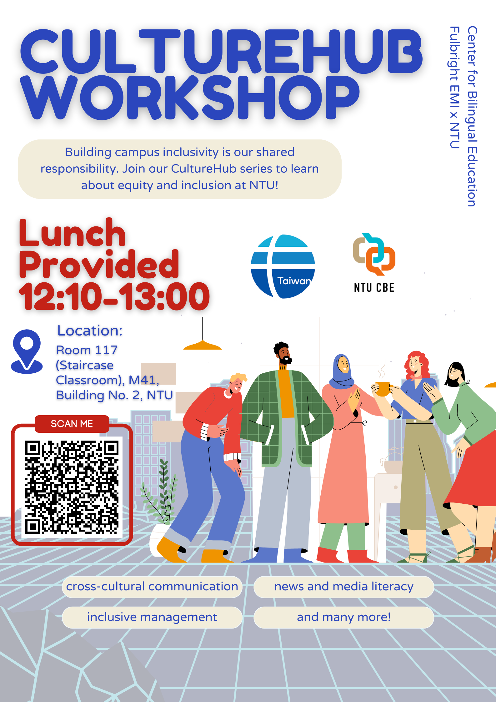 【Fulbright系列活動－臺大職員英語增能系列】CultureHub Workshop／職場文化交流 6場主題工作坊開放職員報名中！